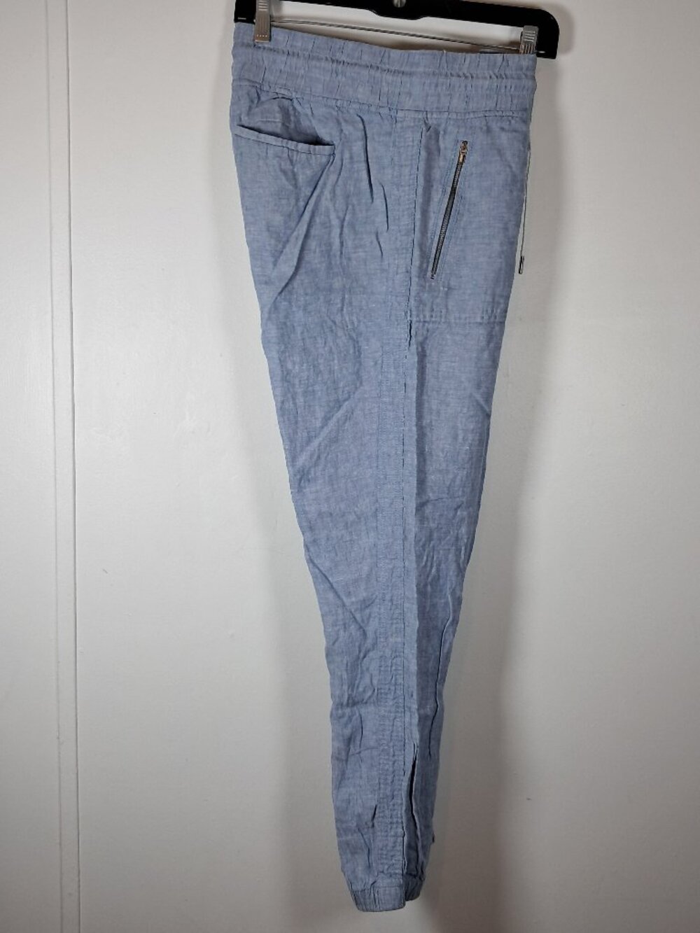 Athleta Cabo Joggers Women's Size 6 100% Linen Blue Chambray